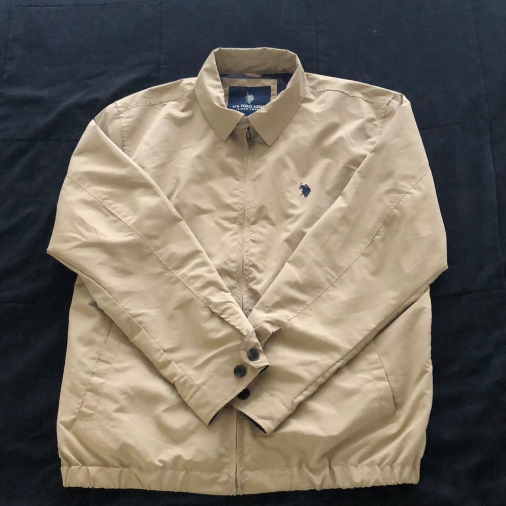 U.S. Polo Assn. Beige Windbreaker Zip-Up Size L